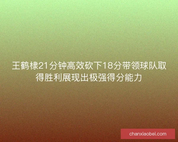 王鹤棣21分钟高效砍下18分带领球队取得胜利展现出极强得分能力