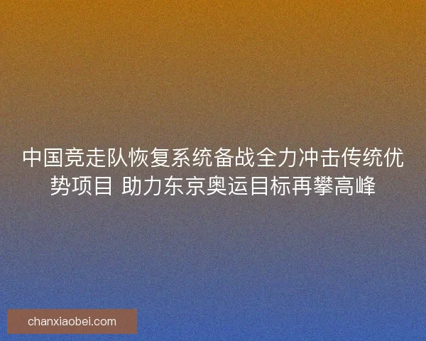 中国竞走队恢复系统备战全力冲击传统优势项目 助力东京奥运目标再攀高峰