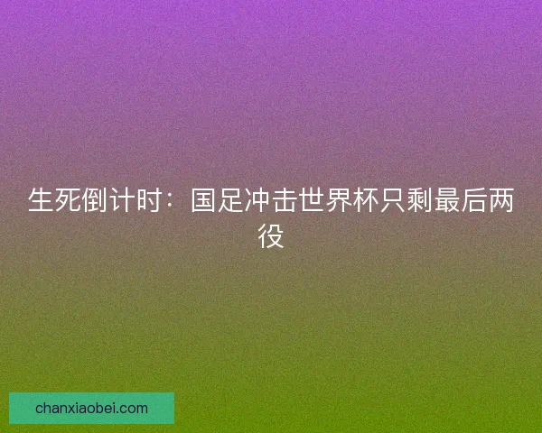 生死倒计时：国足冲击世界杯只剩最后两役