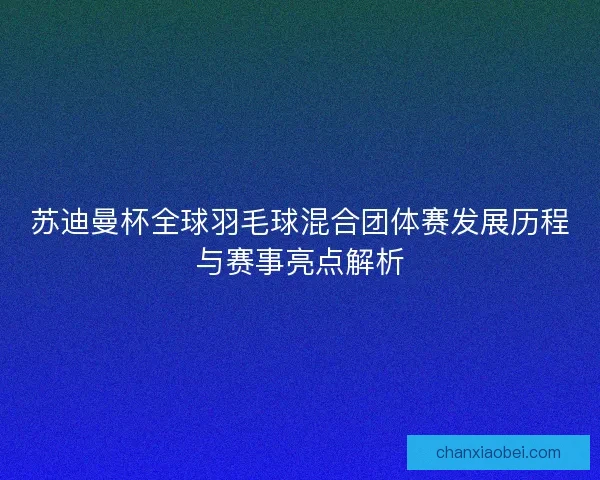 苏迪曼杯全球羽毛球混合团体赛发展历程与赛事亮点解析